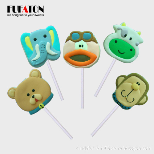 Hot sell handmade safari forest animal marshmallow lollipops candy
